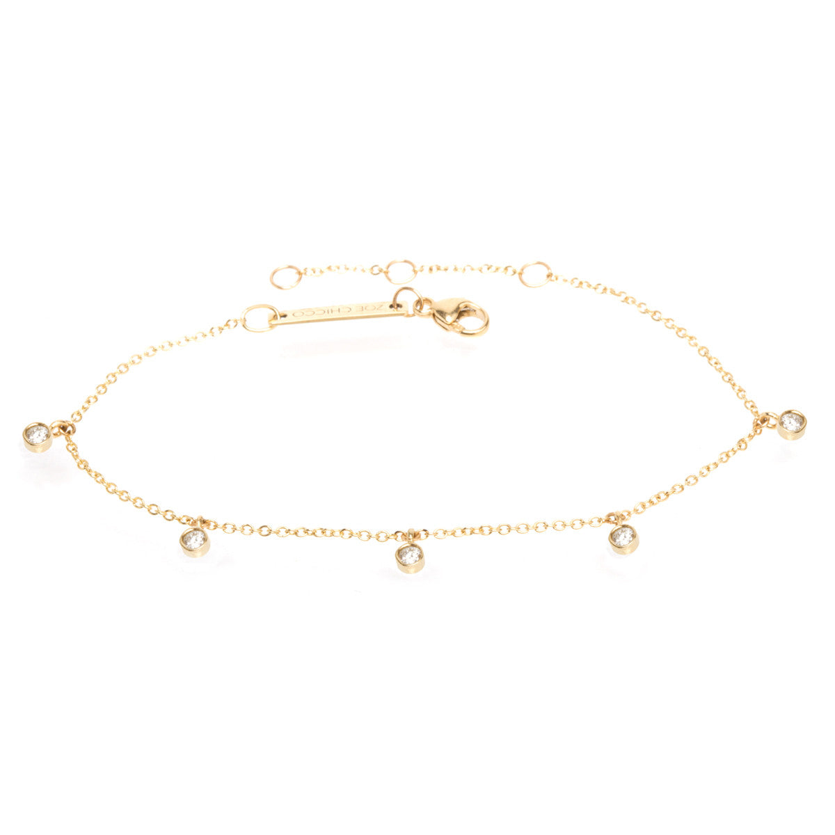 Zoë Chicco 14kt Gold 5 Dangling Diamond Bezel Bracelet – ZOË