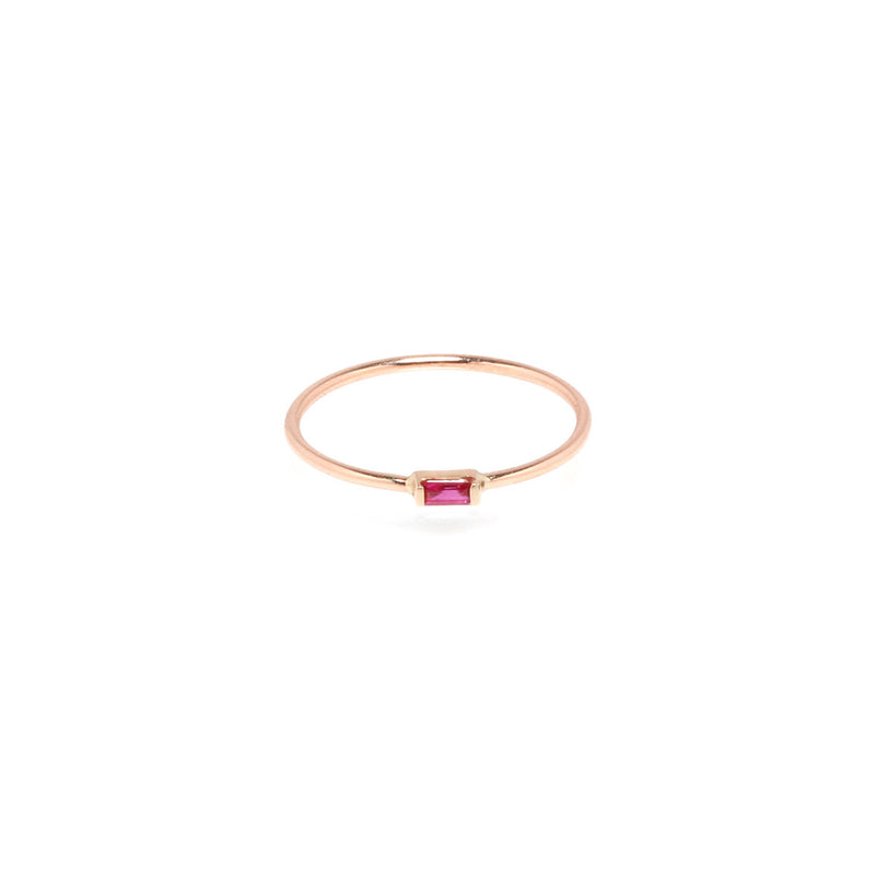 Zoë Chicco 14kt Rose Gold Horizontal Ruby Baguette Ring