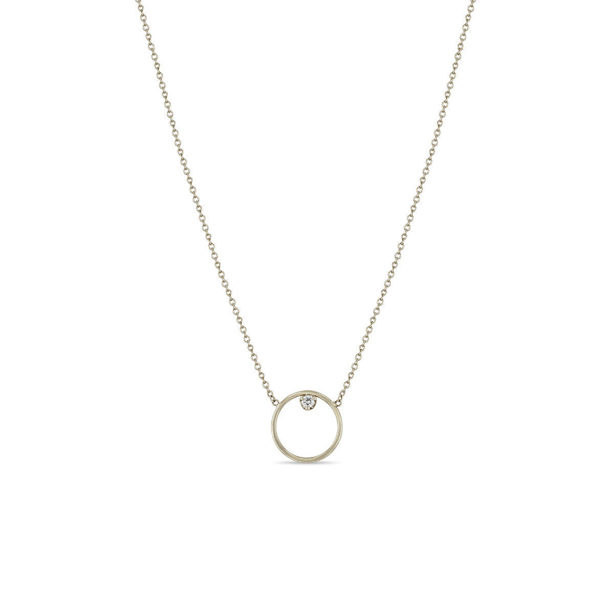 Zoë Chicco 14kt White Gold Circle Prong White Diamond Necklace