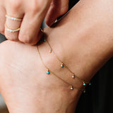 14k Dangling Turquoise & Diamond Anklet - SALE