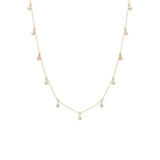Zoë Chicco 14kt Yellow Gold 11 Scattered White Diamond Dangling Choker Necklace