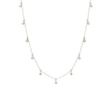 Zoë Chicco 14kt White Gold 11 Scattered White Diamond Dangling Choker Necklace