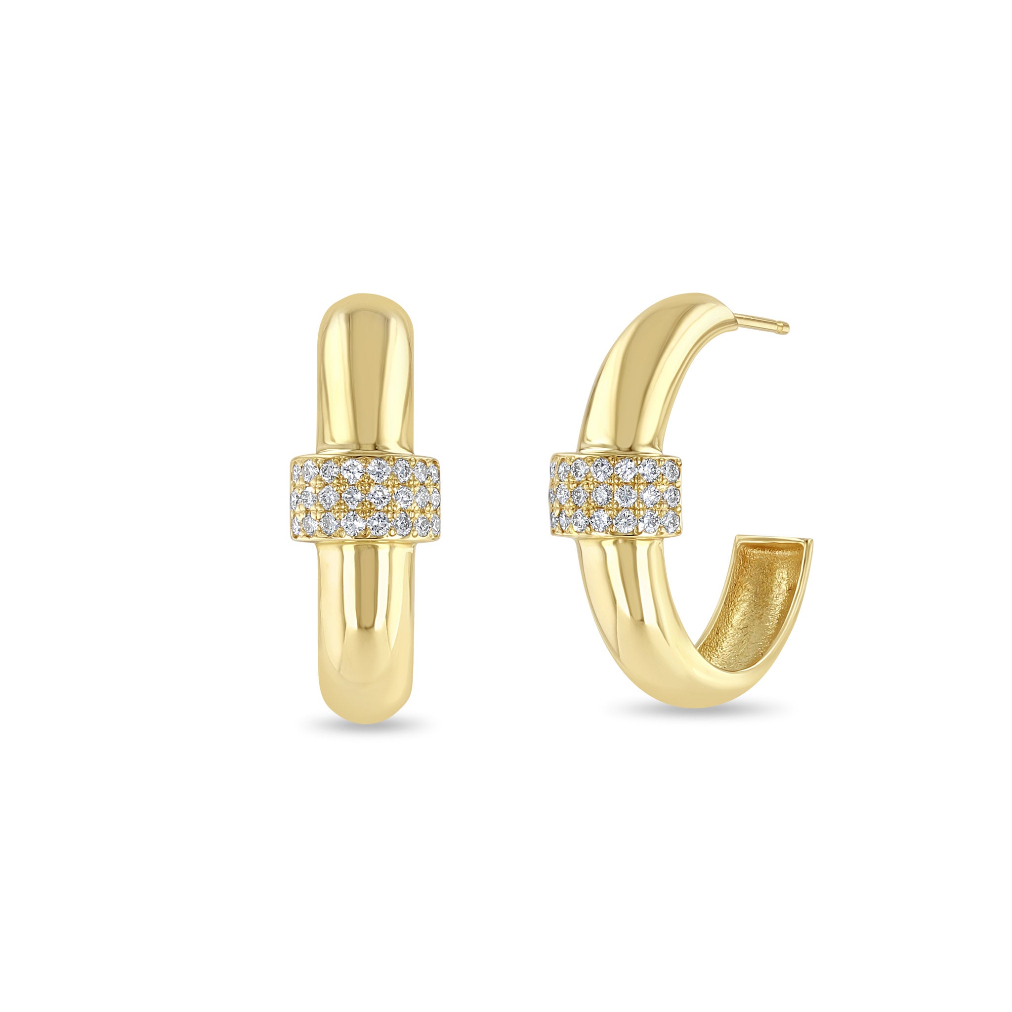 Gold Circle Stud Small Line Door Knocker Earring