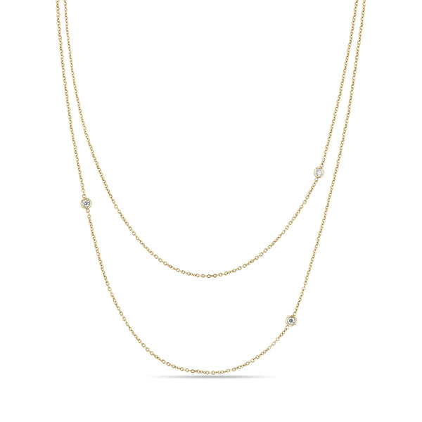 Zoë Chicco 14k Yellow Gold 3 Floating Diamond Cable Chain Layered Necklace