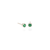 Zoë Chicco 14kt White Gold Bezel Set Emerald Stud Earrings