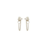 Zoë Chicco 14kt White Gold White Baguette Diamond Chain Stud Earrings