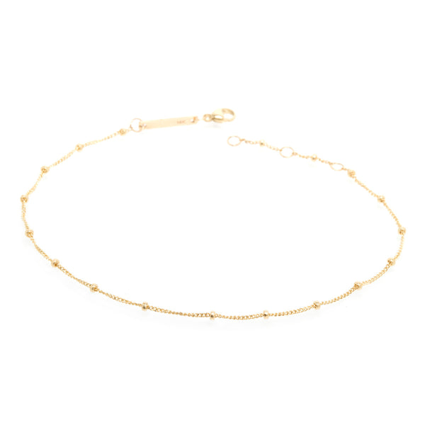 Zoë Chicco 14kt Yellow Gold Curb and Bead Chain Anklet