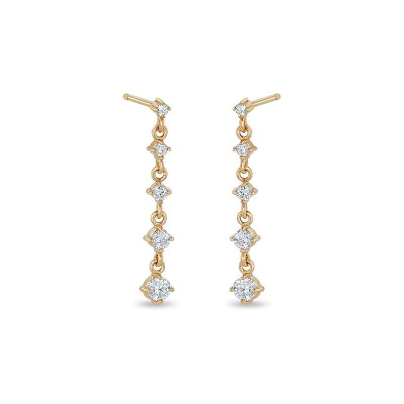 Zoë Chicco 14k Gold 5 Linked Graduated Prong Diamond Drop Earrings