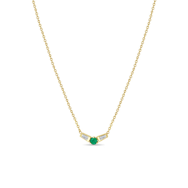 Zoë Chicco 14k Gold Emerald & Angled Tapered Baguette Diamonds Necklace