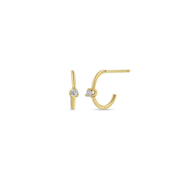 Zoë Chicco 14k Gold Prong Diamond Thin Huggie Hoop Earrings