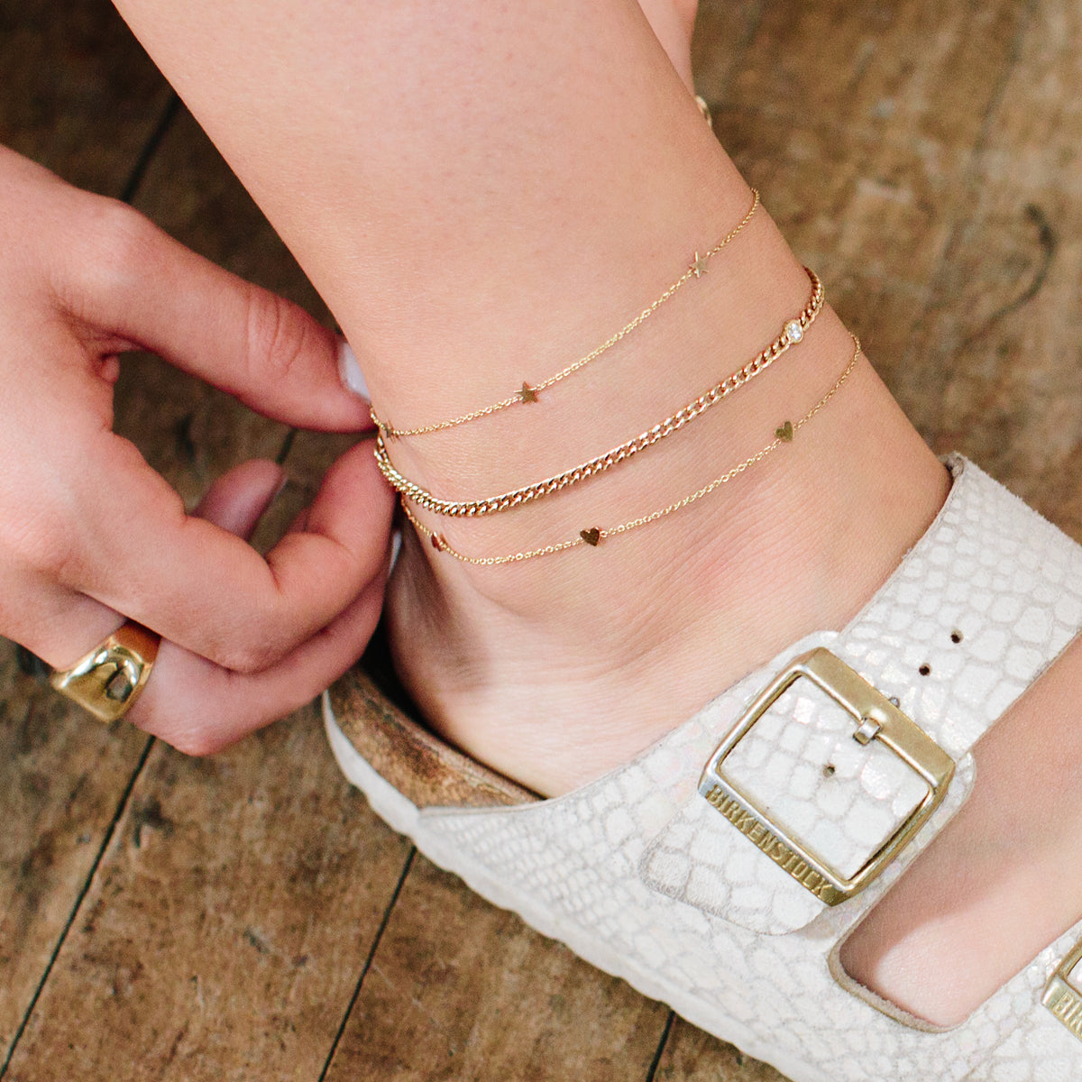 14k 5 Itty Bitty Stars Anklet - SALE