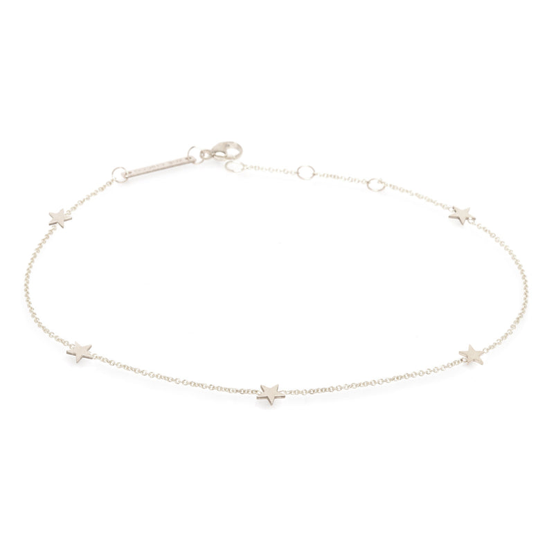 Zoë Chicco 14kt White Gold Five Itty Bitty Stars Anklet