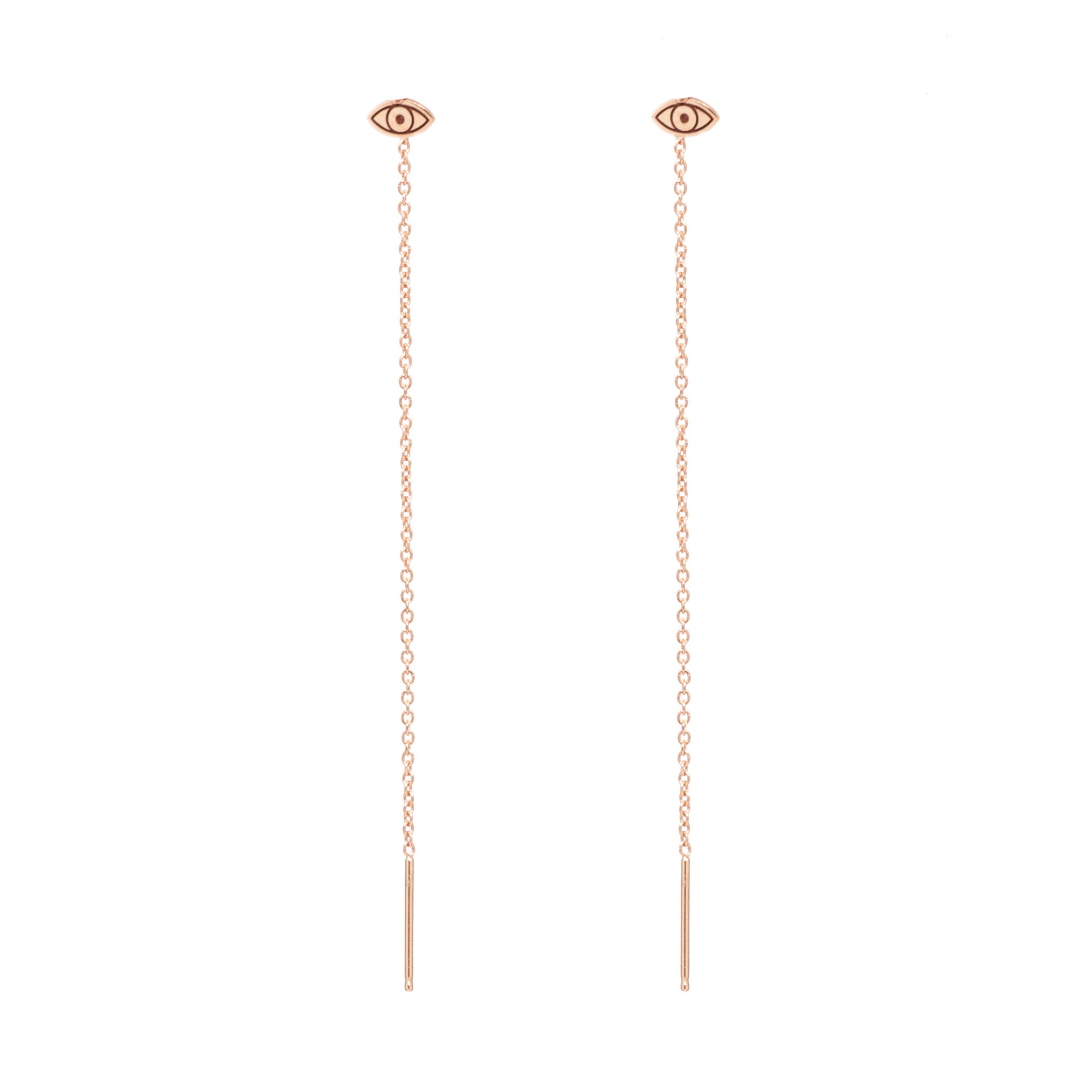 Zoë Chicco 14kt Gold Itty Bitty Evil Eye Threader Earrings