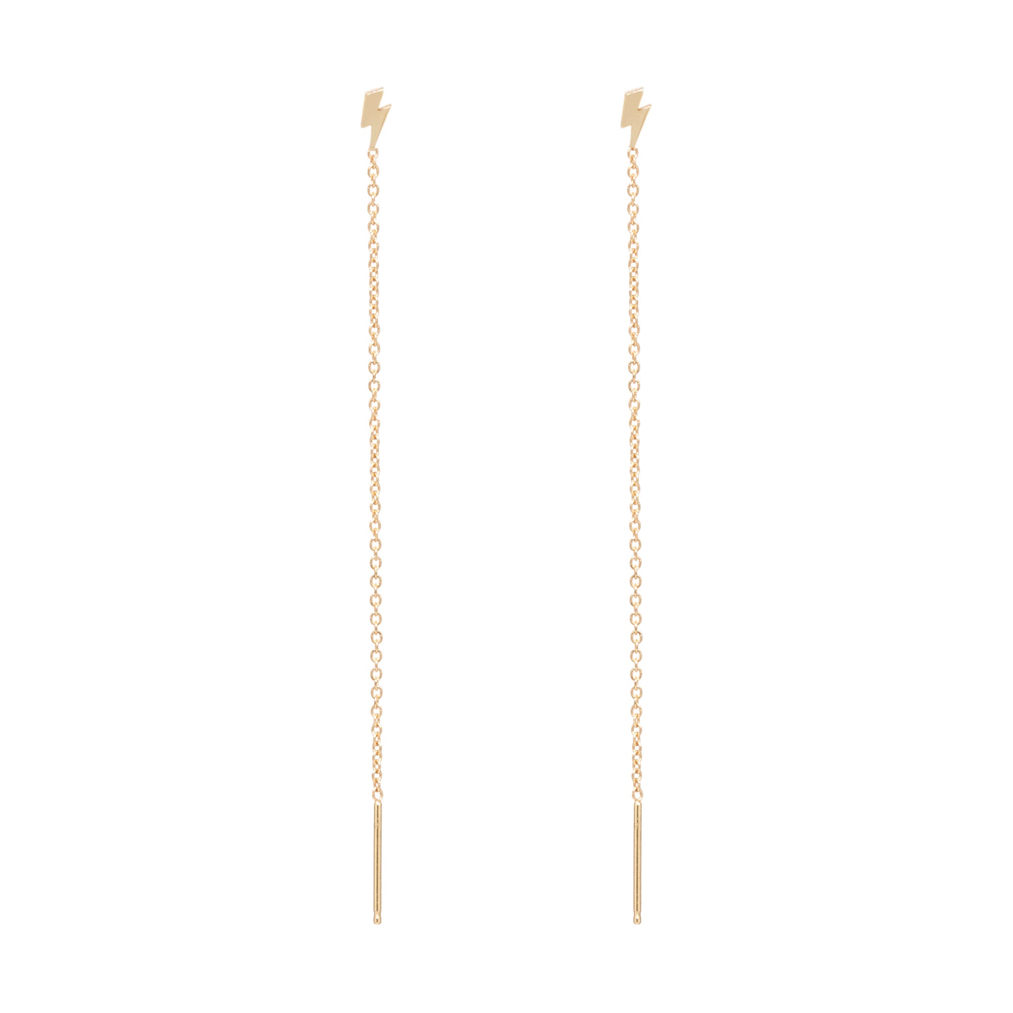 Zoë Chicco 14kt Gold Itty Bitty Lightning Bolt Threader Earrings