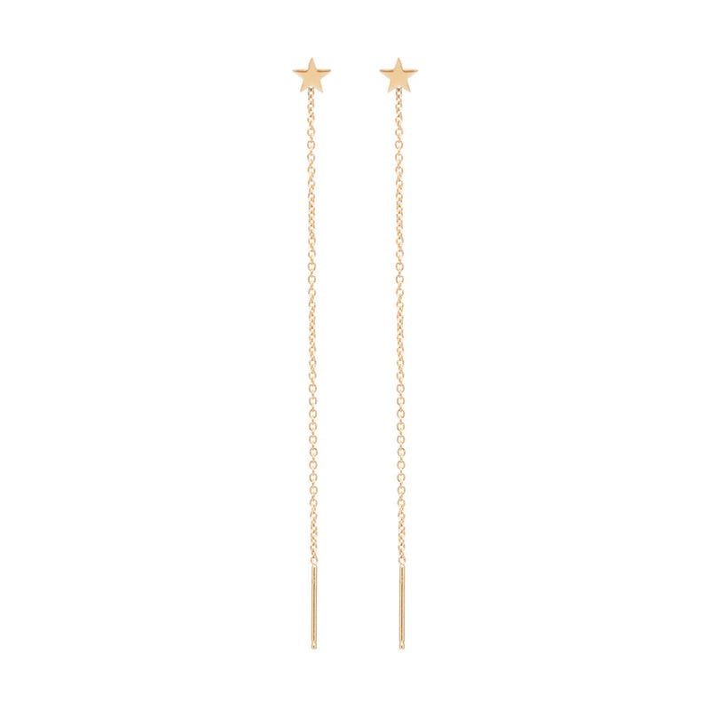 Zoë Chicco 14kt Yellow Gold Itty Bitty Star Threader Earrings