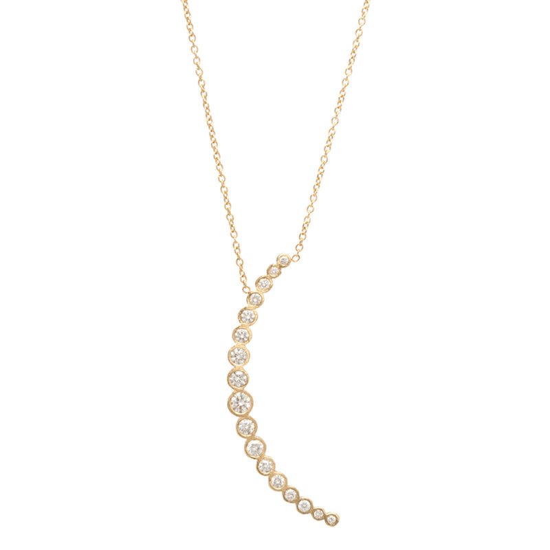 Zoë Chicco 14kt Yellow Gold Graduated White Diamond Crescent Moon Necklace