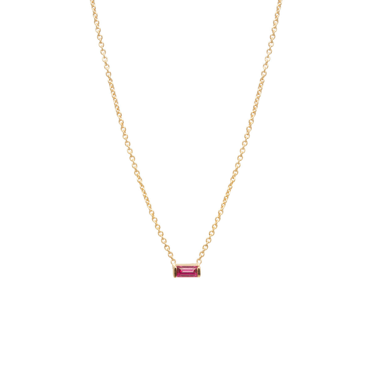 Zoe Chicco 14k Gold Ruby Baguette Necklace | July Birthstone