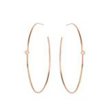 Zoë Chicco 14kt Rose Gold White Diamond Center Medium Thin Hoop Earrings