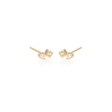 Zoë Chicco 14kt Gold Mixed Round & Princess Diamond Stud Earrings