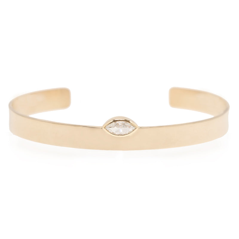 Zoë Chicco 14k Gold Marquise Diamond Flat Wide Cuff Bracelet