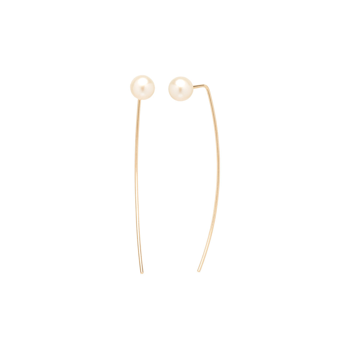 Zoë Chicco 14kt Gold Pearl Long Wire Threader Earrings