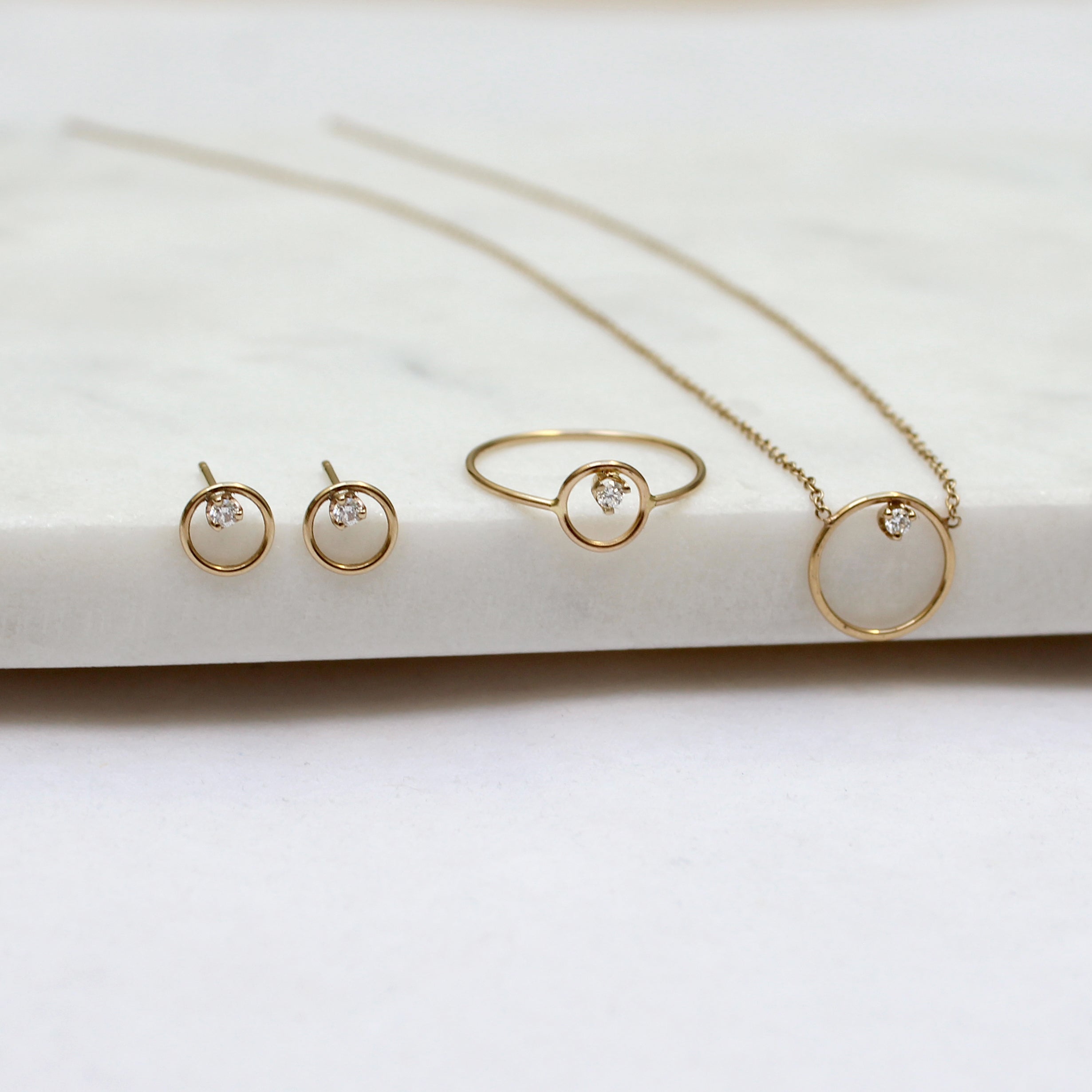 14k Small Circle Prong Diamond Studs