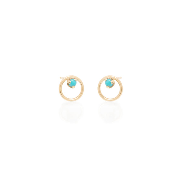 Zoë Chicco 14k Gold Prong Turquoise Circle Stud Earrings