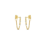 Zoë Chicco 14k Gold 3 Linked Prong Diamond Chain Huggie Hoop Earrings