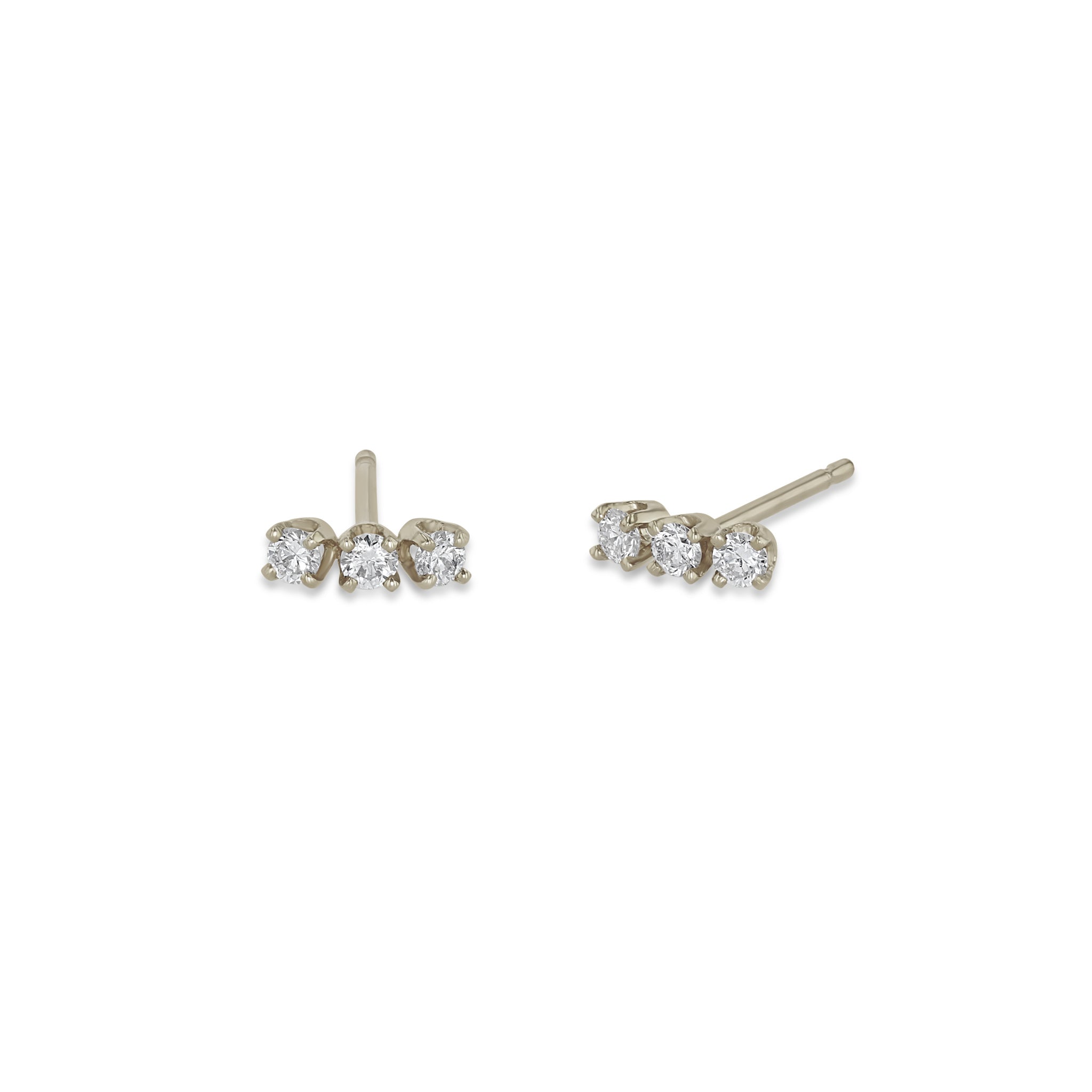 Zoë Chicco 14k Gold 3 Prong Diamond Bar Stud Earrings
