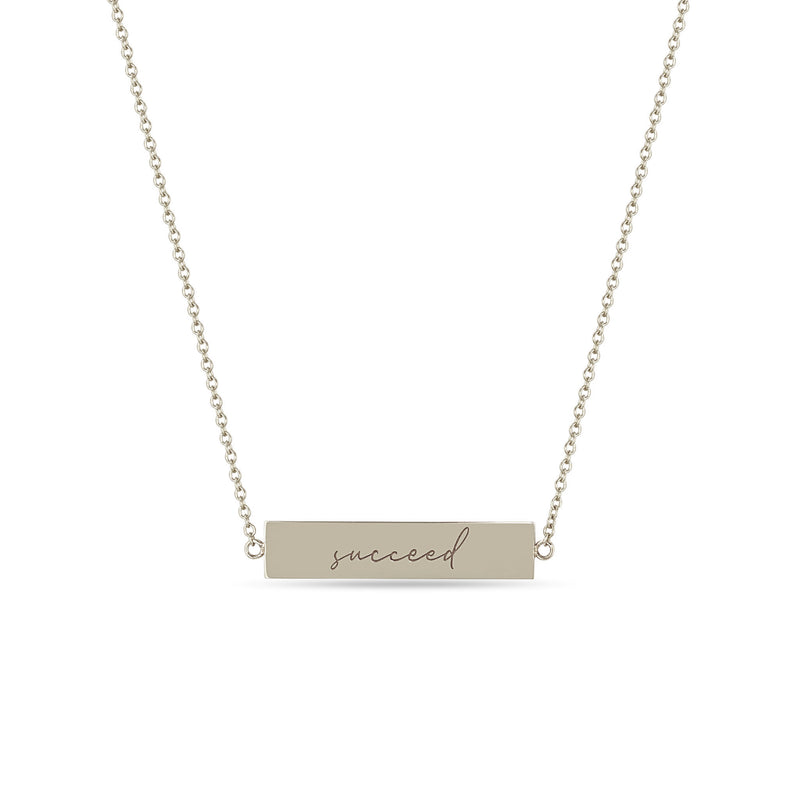 Zoë Chicco 14k Gold Double-Sided Nameplate Necklace engraved with "succeed"