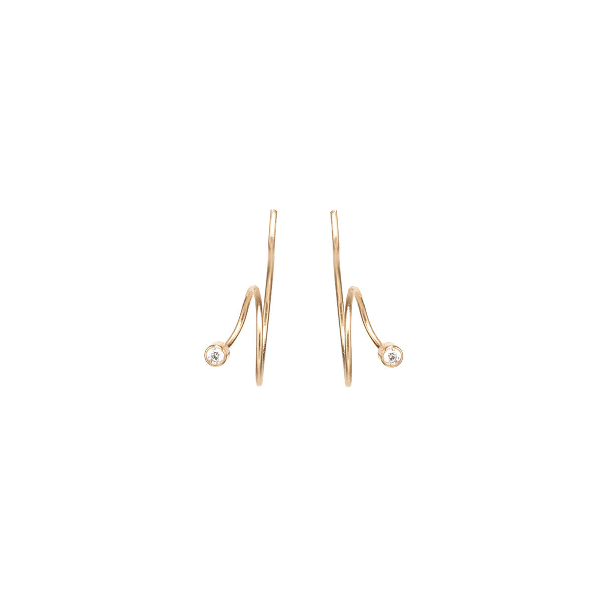 Zoë Chicco 14k Gold Small Diamond Swirl Hoop Earrings