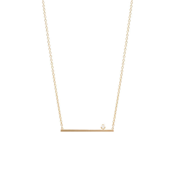 Zoe Chicco 14kt Gold Prong Diamond Straight Bar Necklace
