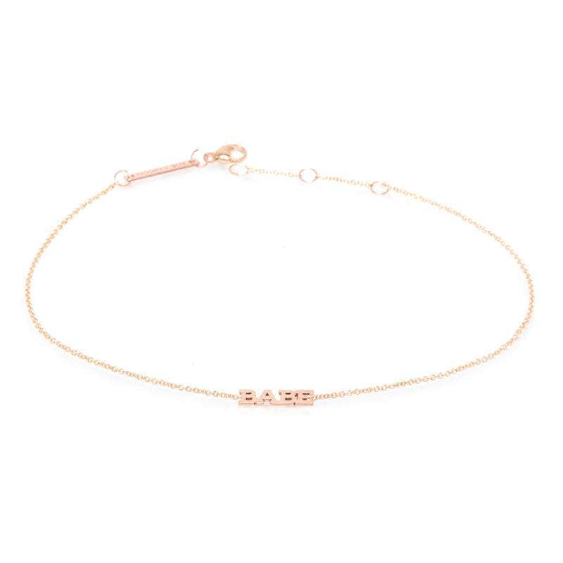 Zoë Chicco 14kt Rose Gold Itty Bitty BABE Anklet