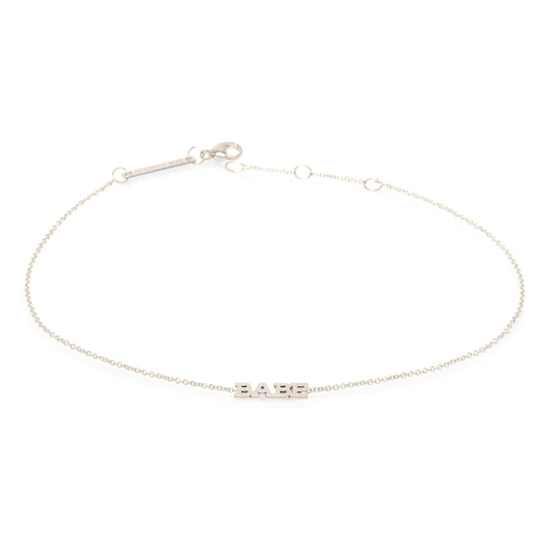 Zoë Chicco 14kt White Gold Itty Bitty BABE Anklet