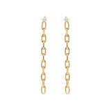 Zoe Chicco Yellow Gold Large Square Oval Link Drop Earrings with Prong Diamonds 