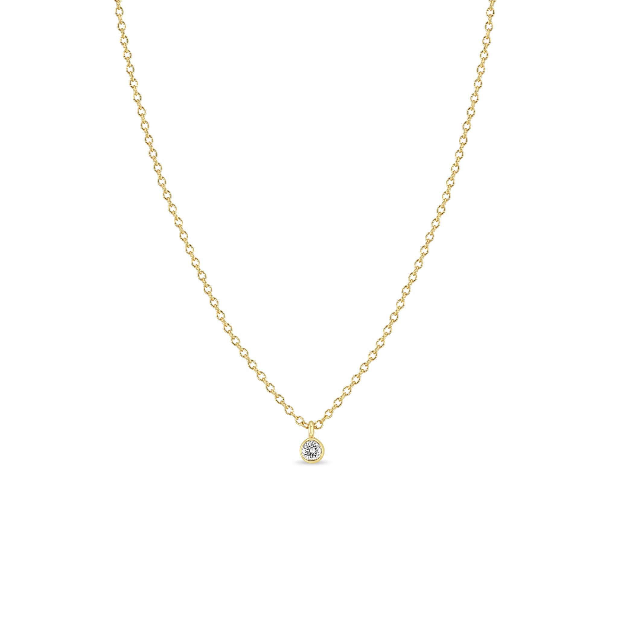 Zoë Chicco 14k Gold Single Diamond Bezel Pendant Necklace