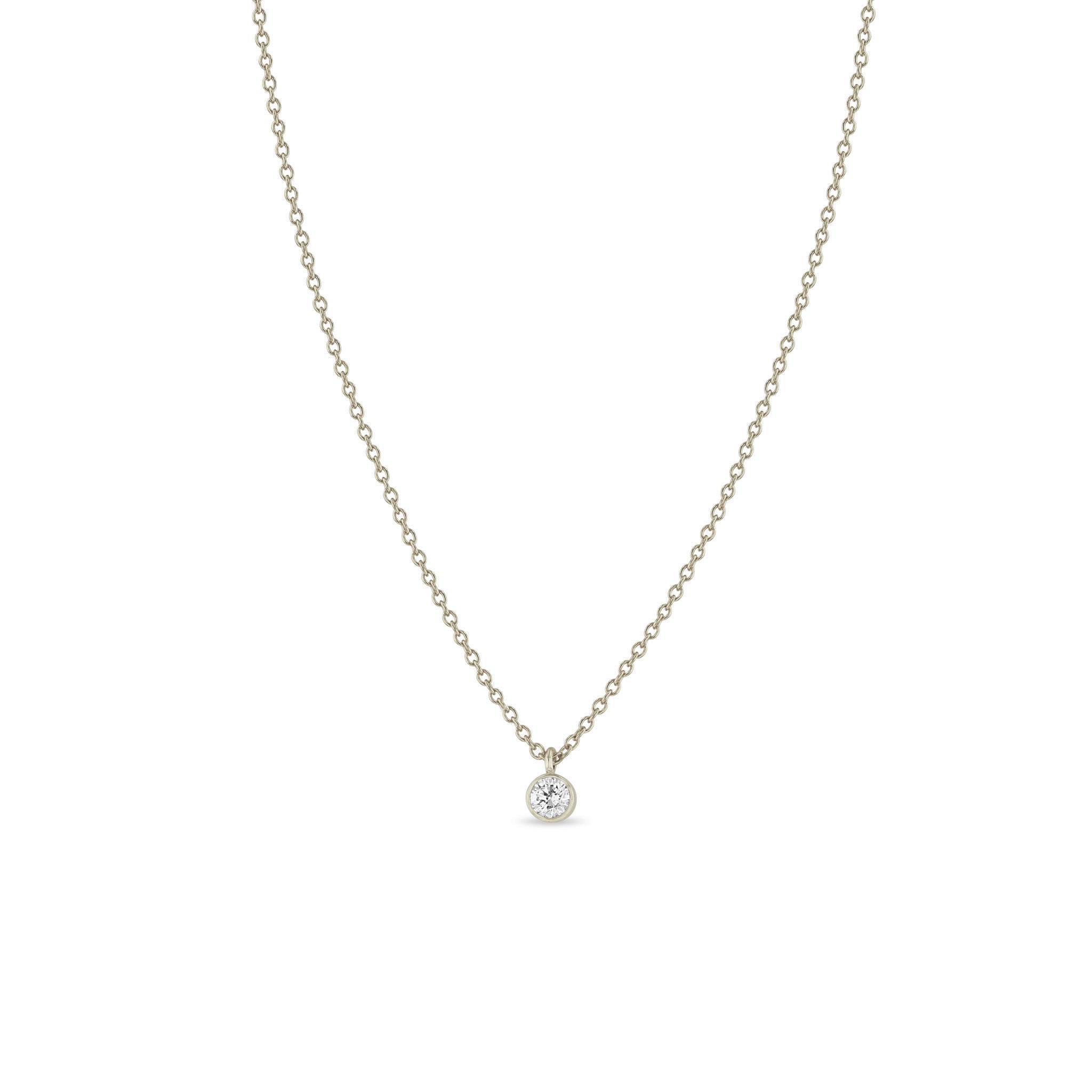 14k Single Diamond Bezel Pendant Necklace
