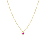 14k Single Pink Sapphire Bezel Pendant Necklace