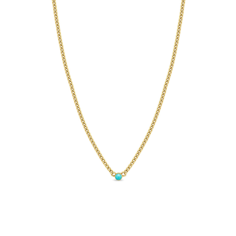 Zoë Chicco 14k Gold Turquoise Bezel Extra Small Curb Chain Necklace