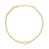 top down view of a Zoë Chicco 14k Gold Initial Letter C XS Curb Chain Bracelet