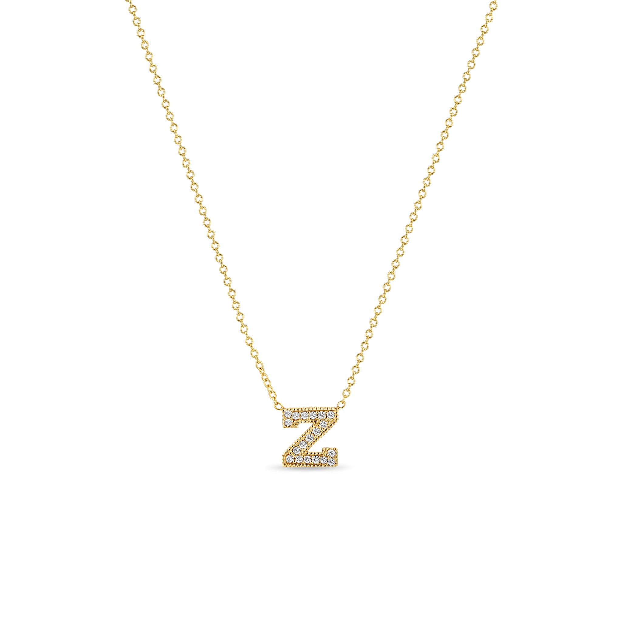 Zoë Chicco 14kt Gold Large Pavé Diamond Initial Letter Necklace