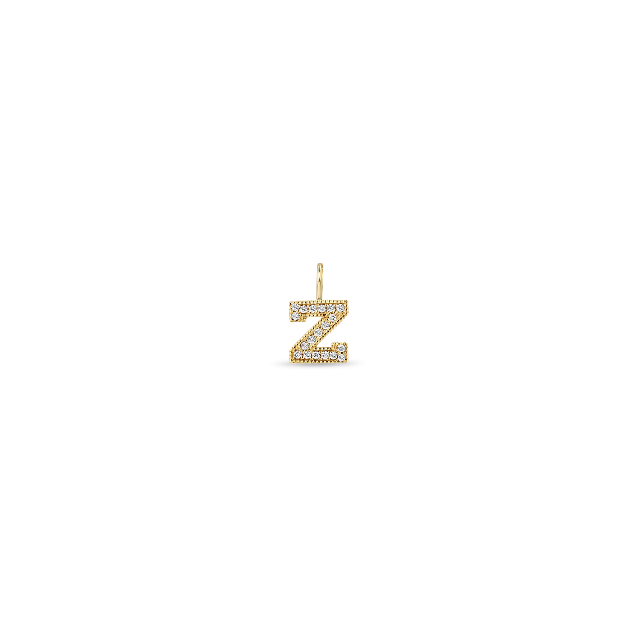Zoë Chicco 14kt Gold Single Pavé Diamond Large Initial Letter Charm Pendant