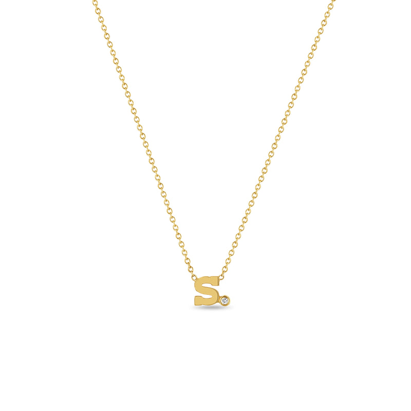 Zoë Chicco 14kt Gold Initial Letter & Diamond Necklace