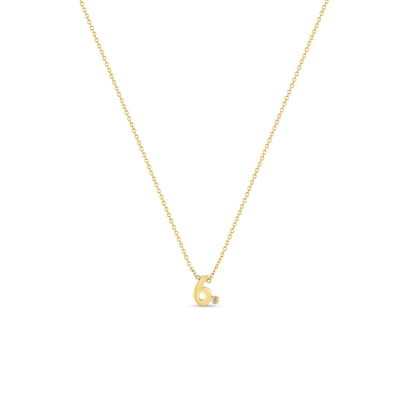 Zoë Chicco 14kt Gold Number with Diamond Bezel Necklace