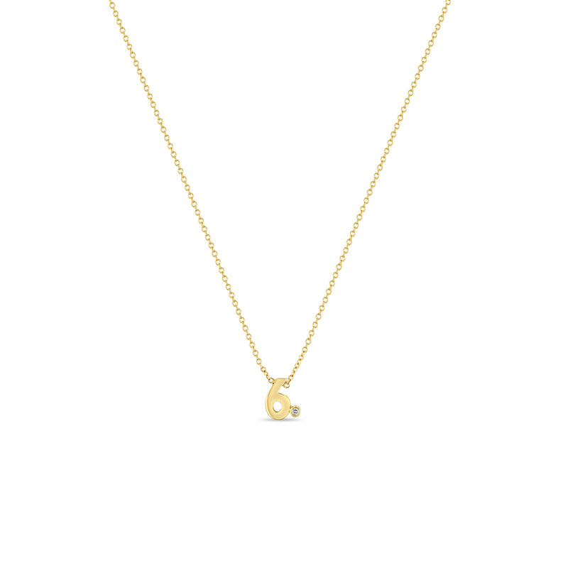 Zoë Chicco 14kt Gold Number with Diamond Bezel Necklace