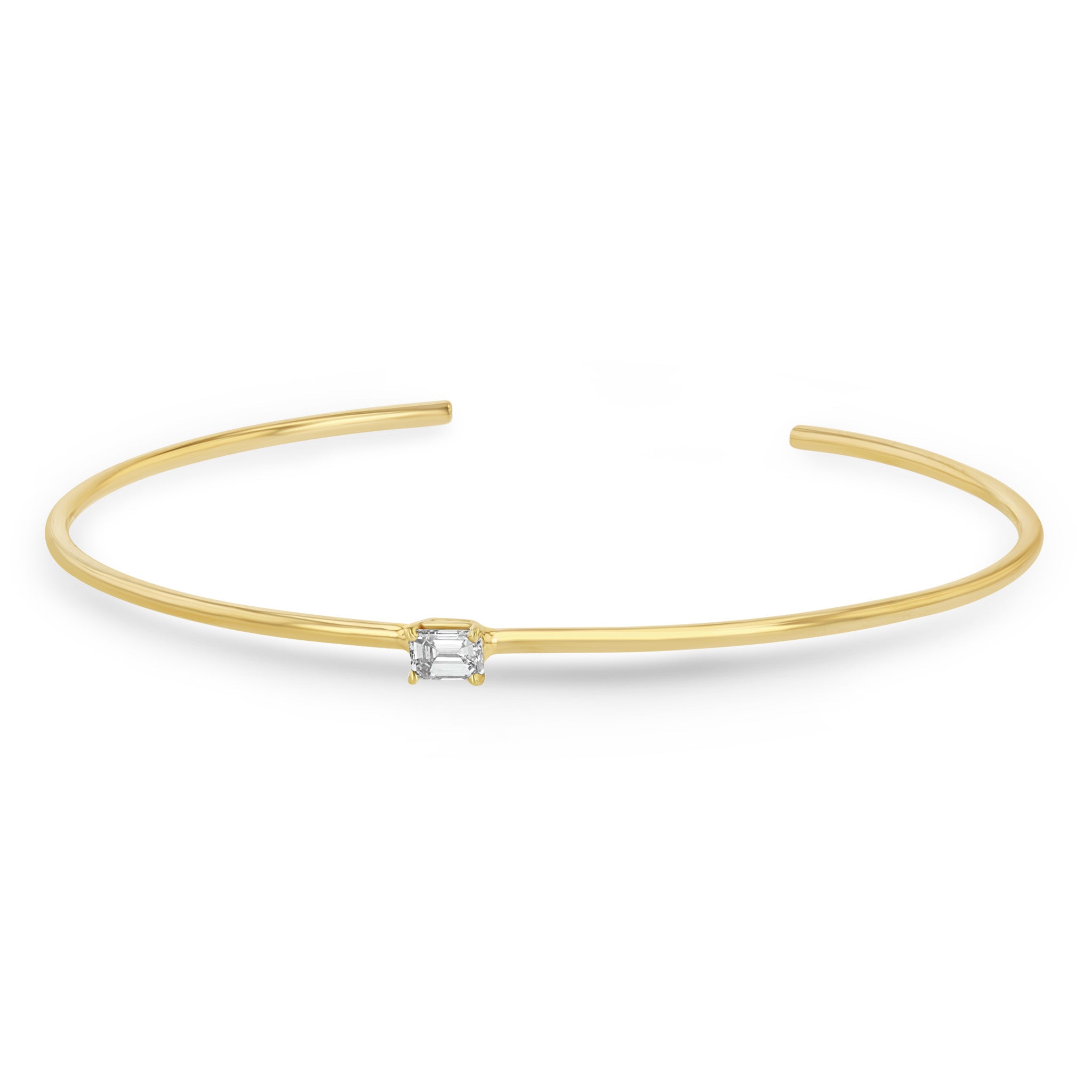 Zoë Chicco 14k Gold Single Emerald Cut Diamond Cuff Bracelet
