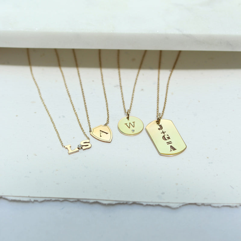  Zoë Chicco 14k Gold Initial Shield Necklace