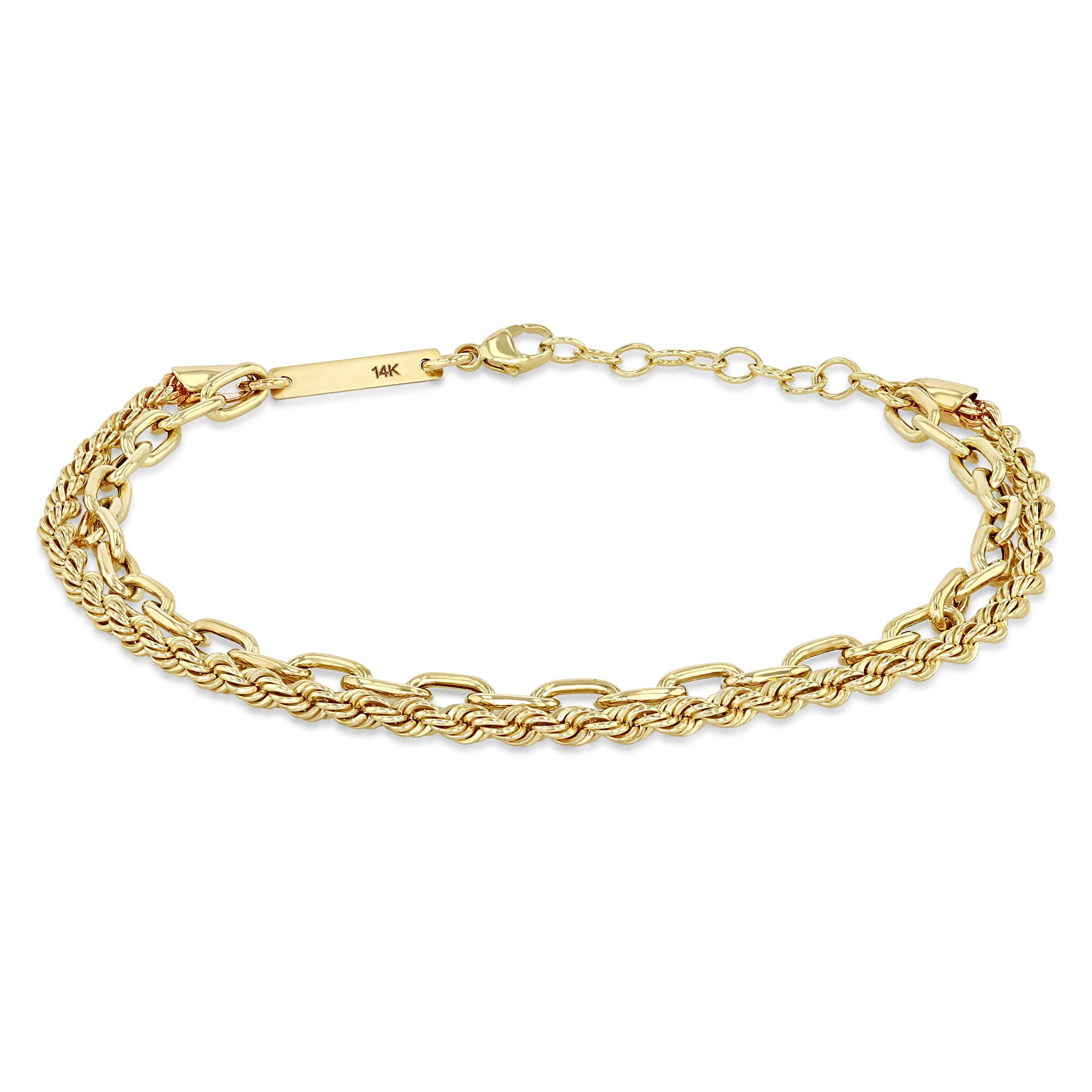 Zoë Chicco 14k Gold Medium Rope & Square Oval Link Double