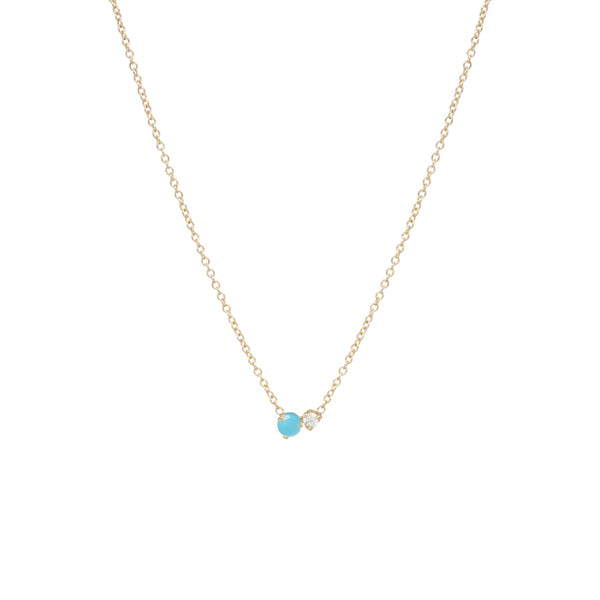 Zoë Chicco 14k Gold Prong Diamond & Turquoise Necklace