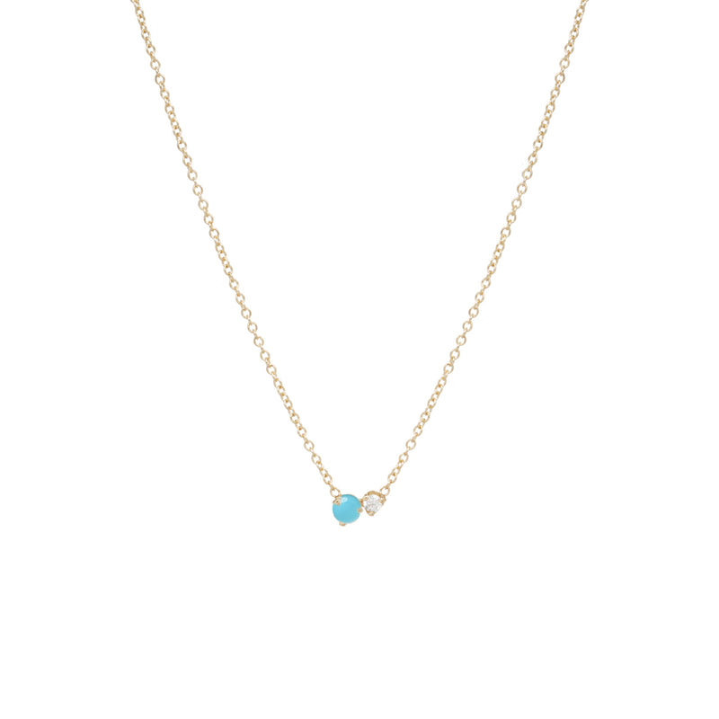 Zoë Chicco 14k Gold Prong Diamond & Turquoise Necklace